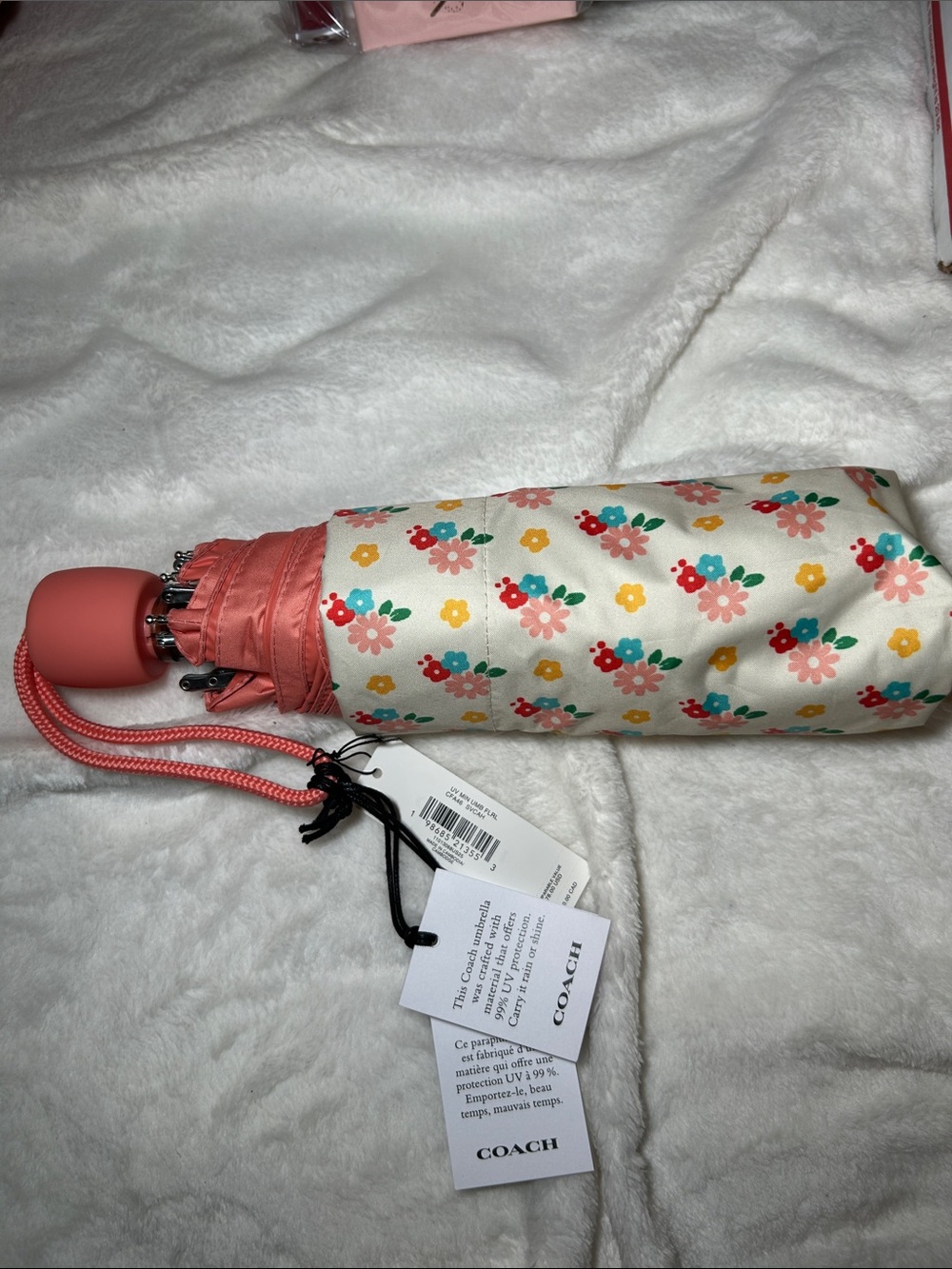 Coach Floral & Coral Compact Umbrella